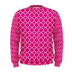 Hot Pink Quatrefoil Pattern Men s Sweatshirt by Zandiepants