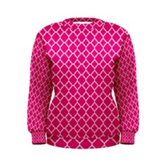 Hot Pink Quatrefoil Pattern Women s Sweatshirt by Zandiepants