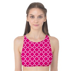 Hot Pink Quatrefoil Pattern Tank Bikini Top by Zandiepants