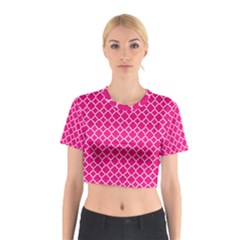 Hot Pink Quatrefoil Pattern Cotton Crop Top by Zandiepants