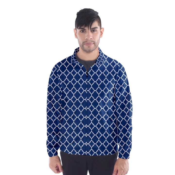 Navy blue quatrefoil pattern Wind Breaker (Men)