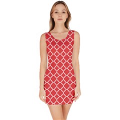 Poppy Red Quatrefoil Pattern Bodycon Dress by Zandiepants