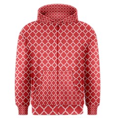 Poppy Red Quatrefoil Pattern Men s Zipper Hoodie by Zandiepants