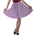 Lilac Purple Quatrefoil Pattern A-line Skater Skirt View1