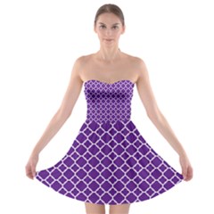 Royal Purple Quatrefoil Pattern Strapless Bra Top Dress by Zandiepants