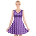 Royal Purple Quatrefoil Pattern V-Neck Sleeveless Dress View1