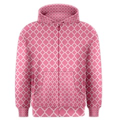 Soft Pink Quatrefoil Pattern Men s Zipper Hoodie