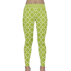 Spring Green Quatrefoil Pattern Yoga Leggings  by Zandiepants