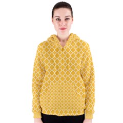 Sunny Yellow Quatrefoil Pattern Women s Zipper Hoodie by Zandiepants