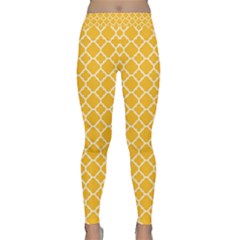 Sunny Yellow Quatrefoil Pattern Yoga Leggings  by Zandiepants