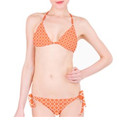 Tangerine Orange Quatrefoil Pattern Bikini Set by Zandiepants