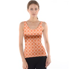 Tangerine Orange Quatrefoil Pattern Tank Top by Zandiepants