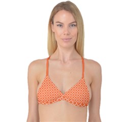 Tangerine Orange Quatrefoil Pattern Reversible Tri Bikini Top by Zandiepants