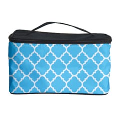 Bright Blue Quatrefoil Pattern Cosmetic Storage Case by Zandiepants