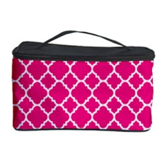 Hot Pink Quatrefoil Pattern Cosmetic Storage Case by Zandiepants