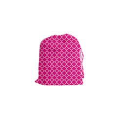 Hot Pink Quatrefoil Pattern Drawstring Pouch (xs) by Zandiepants