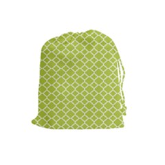 Spring Green Quatrefoil Pattern Drawstring Pouch (large) by Zandiepants