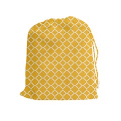 Sunny Yellow Quatrefoil Pattern Drawstring Pouch (xl) by Zandiepants
