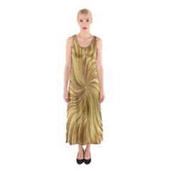 Chic Festive Elegant Gold Stripes Sleeveless Maxi Dress