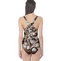 Tropical Sea Shells Collection, Copper Background One Piece Swimsuit View2