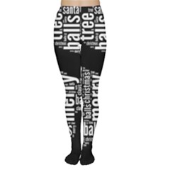 Funny Santa Black And White Typography Women s Tights