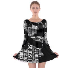 Funny Santa Black And White Typography Long Sleeve Skater Dress by yoursparklingshop