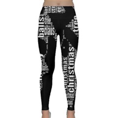 Funny Merry Christmas Santa, Typography, Black And White Yoga Leggings by yoursparklingshop