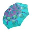 Ocean Dreams, Abstract Aqua Violet Ocean Fantasy Folding Umbrellas View2