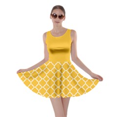 Sunny Yellow Quatrefoil Pattern Skater Dress by Zandiepants