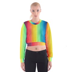 Sweet Colored Stripes Background Women s Cropped Sweatshirt by TastefulDesigns