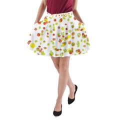 Colorful Fall Leaves Background A-line Pocket Skirt by TastefulDesigns