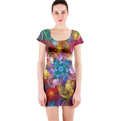 Spirals And Curlicues Short Sleeve Bodycon Dress