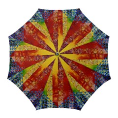 Conundrum I, Abstract Rainbow Woman Goddess  Golf Umbrellas by DianeClancy