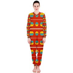 Shapes In Retro Colors Pattern                        Onepiece Jumpsuit (ladies) by LalyLauraFLM