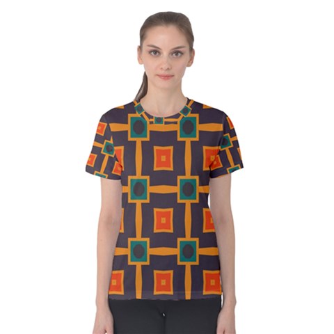 Connected Shapes In Retro Colors                         Women s Cotton Tee by LalyLauraFLM