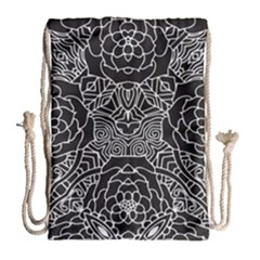 Petals In Black White, Bold Flower Design Drawstring Bag (large) by Zandiepants