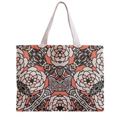 Petals in Vintage Pink, Bold Flower Design Zipper Mini Tote Bag