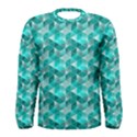 Aquamarine Geometric Triangles Pattern Men s Long Sleeve Tee View1