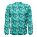 Aquamarine Geometric Triangles Pattern Men s Long Sleeve Tee View2