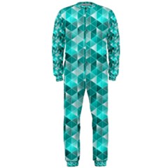 Aquamarine Geometric Triangles Pattern Onepiece Jumpsuit (men)  by KirstenStar