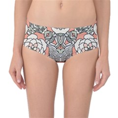 Petals, Vintage Pink, Bold Flower Design Mid-Waist Bikini Bottoms