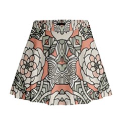 Petals, Vintage Pink, Bold Flower Design Mini Flare Skirt