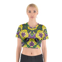 Petals, Mardi Gras, Bold Floral Design Cotton Crop Top by Zandiepants