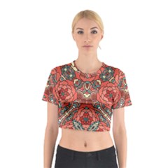 Petals, Pale Rose, Bold Flower Design Cotton Crop Top by Zandiepants