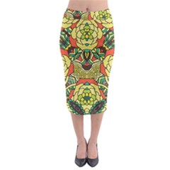 Petals   Retro Yellow   Bold Flower Design Midi Pencil Skirt by Zandiepants