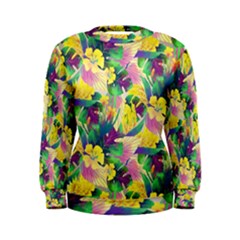 Tropical Flowers And Leaves Background Women s Sweatshirt by TastefulDesigns