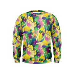 Tropical Flowers And Leaves Background Kids  Sweatshirt