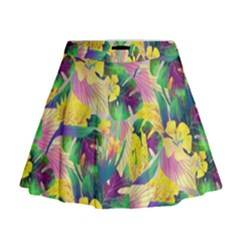 Tropical Flowers And Leaves Background Mini Flare Skirt by TastefulDesigns