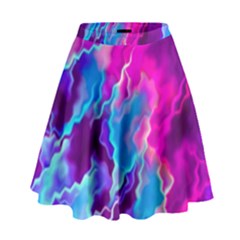 Stormy Pink Purple Teal Artwork High Waist Skirt by KirstenStar