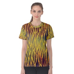 Colored Tiger Texture Background Women s Cotton Tee